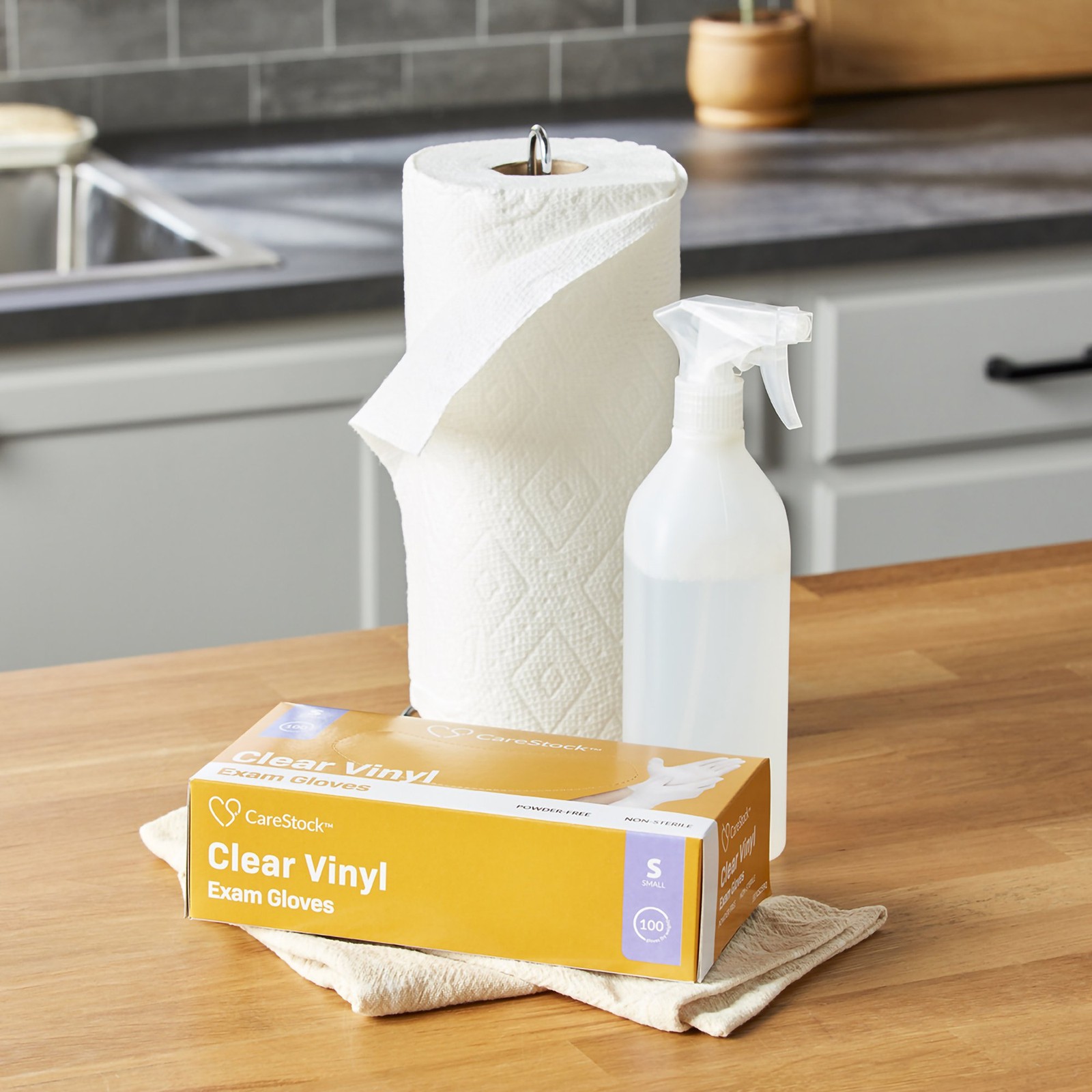 CareStock Vinyl Exam Glove Standard Cuff Length SMALL CS2592 100 per Box