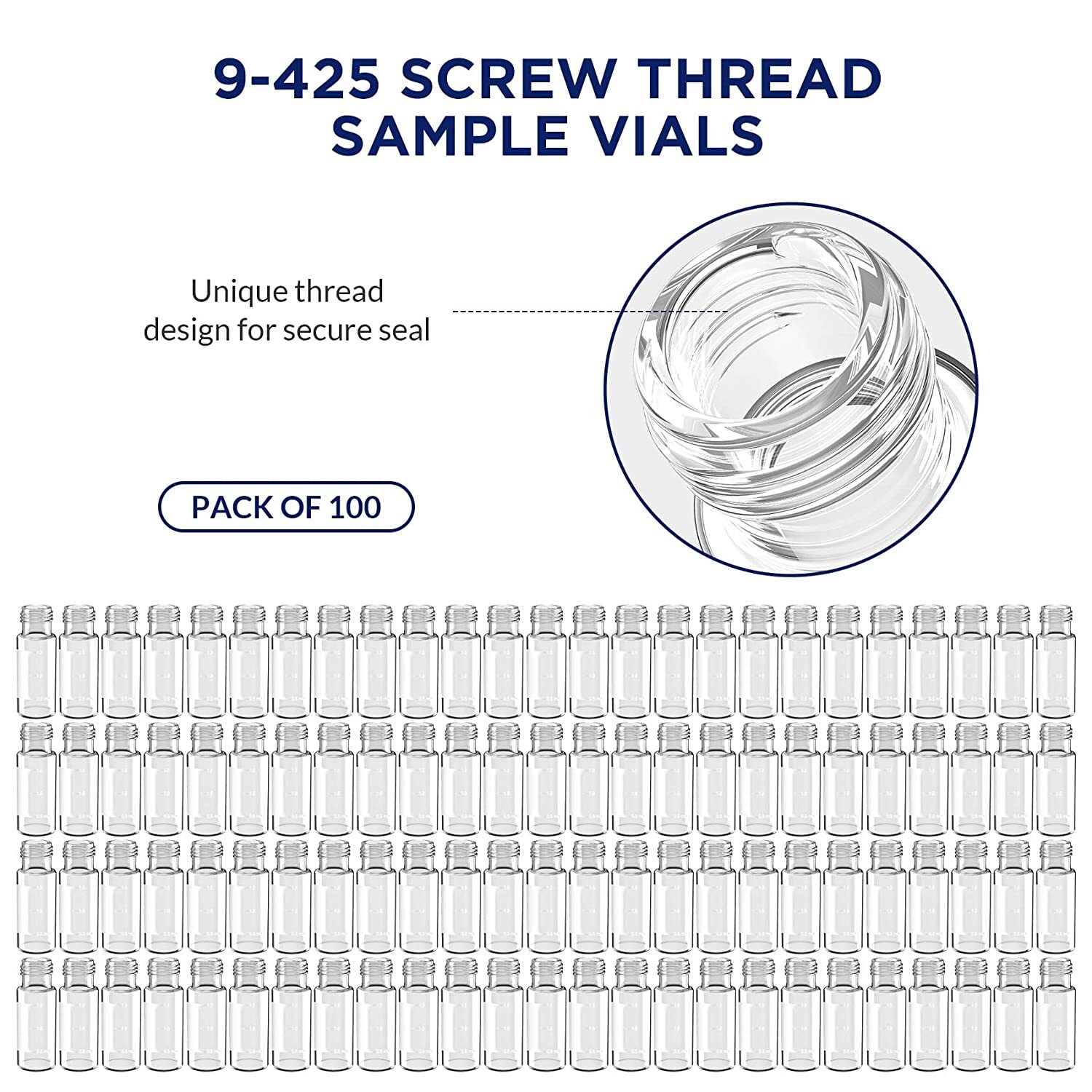 1000PCS 2mL Autosampler Clear Vials HPLC GC 9-425 Screw Top Borosilicate Glass