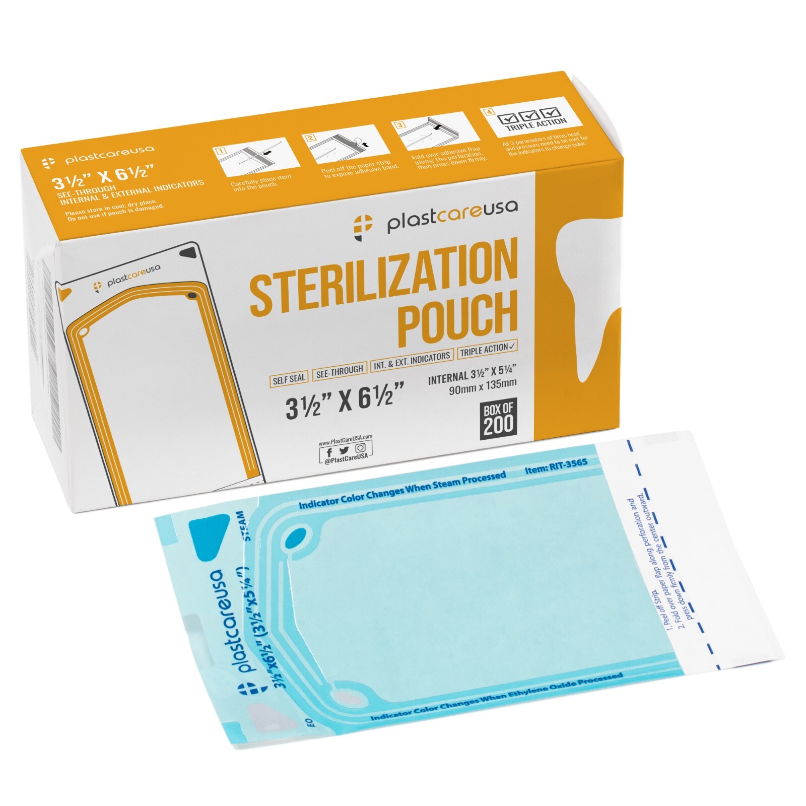 2,000 3.5″ x 5.25″ Self-Sealing Sterilization Pouches for Autoclave (10 Boxes)