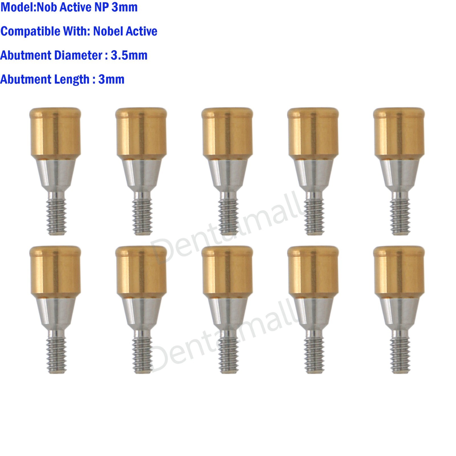 Implant Overdenture Abutment for NOBEL Active NP 3.5mm Dia 1/2/3/4/5mm Height
