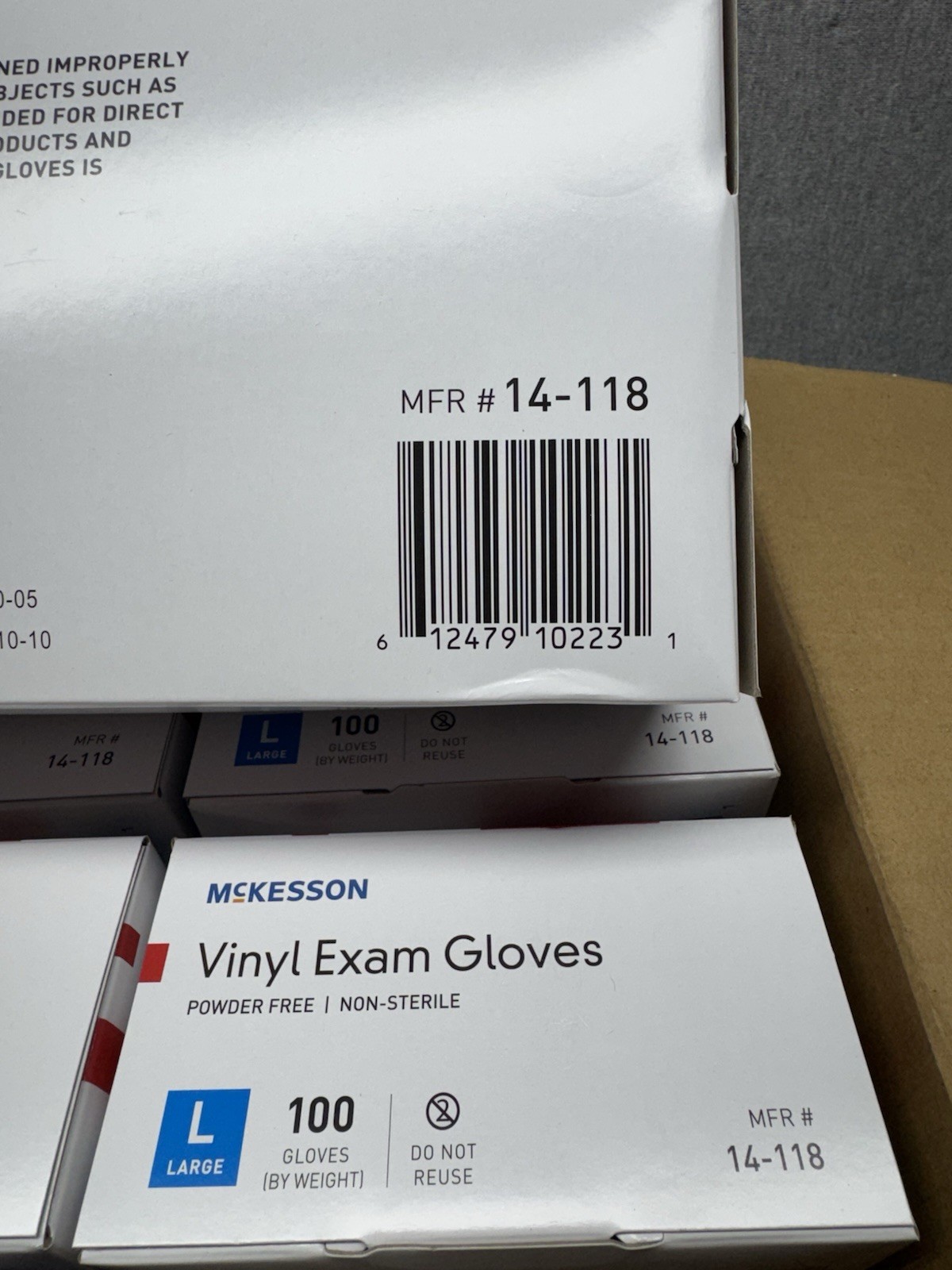 McKesson Vinyl Exam Glove Standard Cuff Length LARGE 800 Ct Case 8/100 Ct Boxes