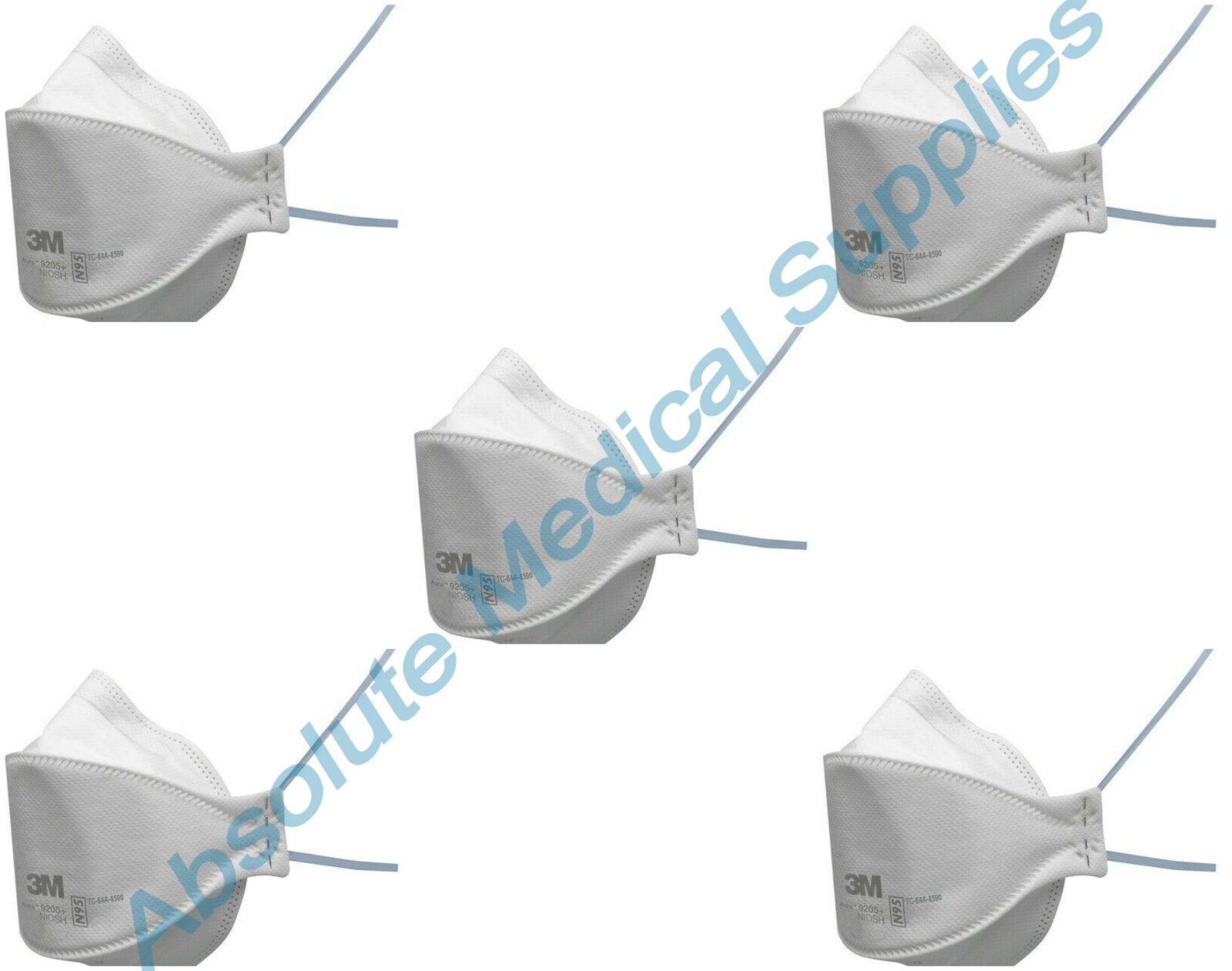 *5-Pack* 3M Aura N95 Protective Disposable Respirator Face Mask 9205+