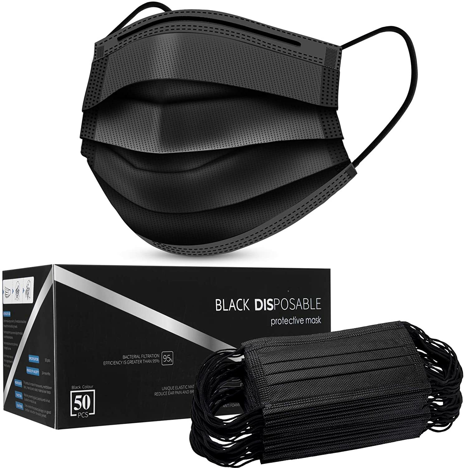 50/100 PCS Face Mask Mouth & Nose Protector Respirator Masks USA Seller Black