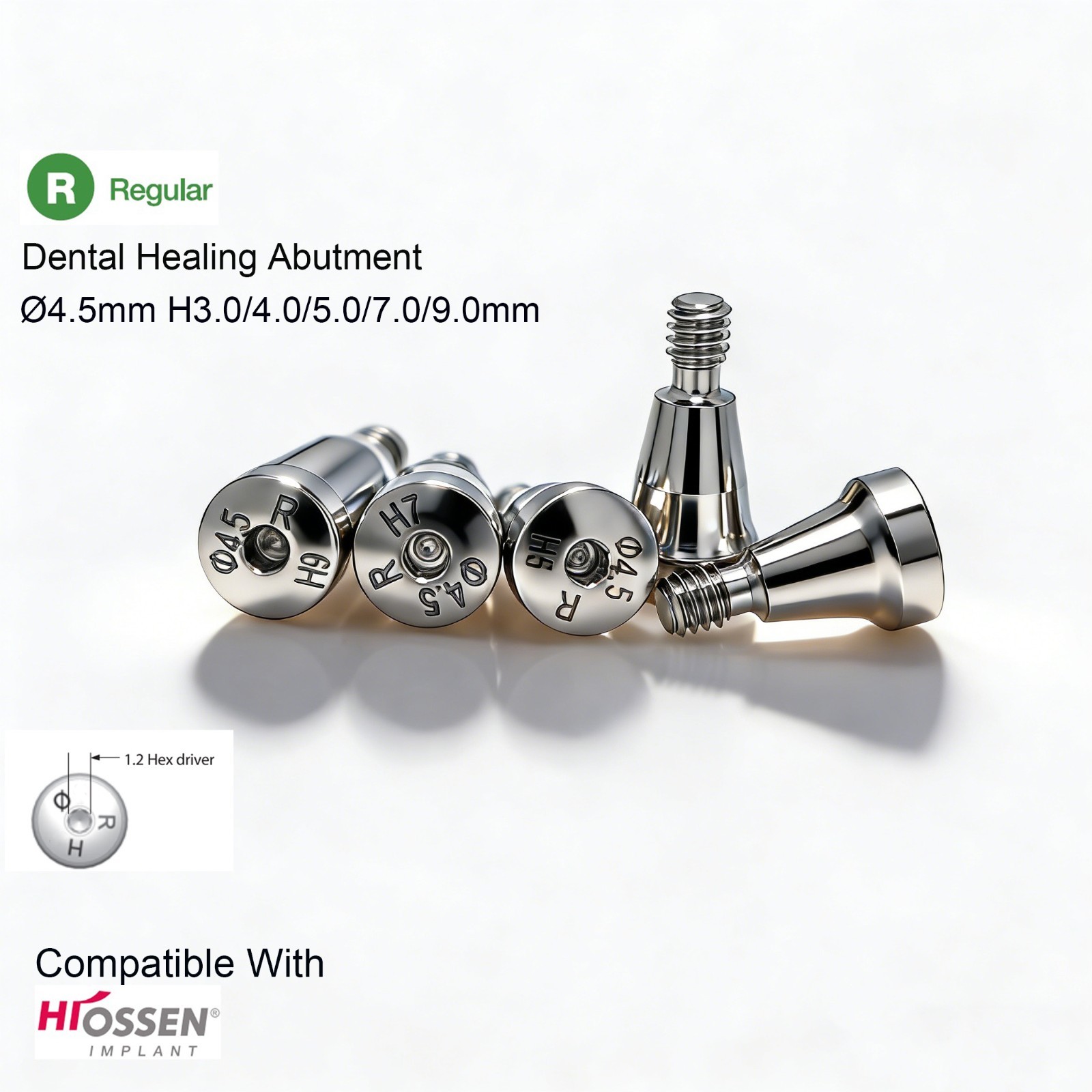 5/PK OSS Dental Cap Healing Abutment Cap Mini Regular Platform Fits Oss Hiossen