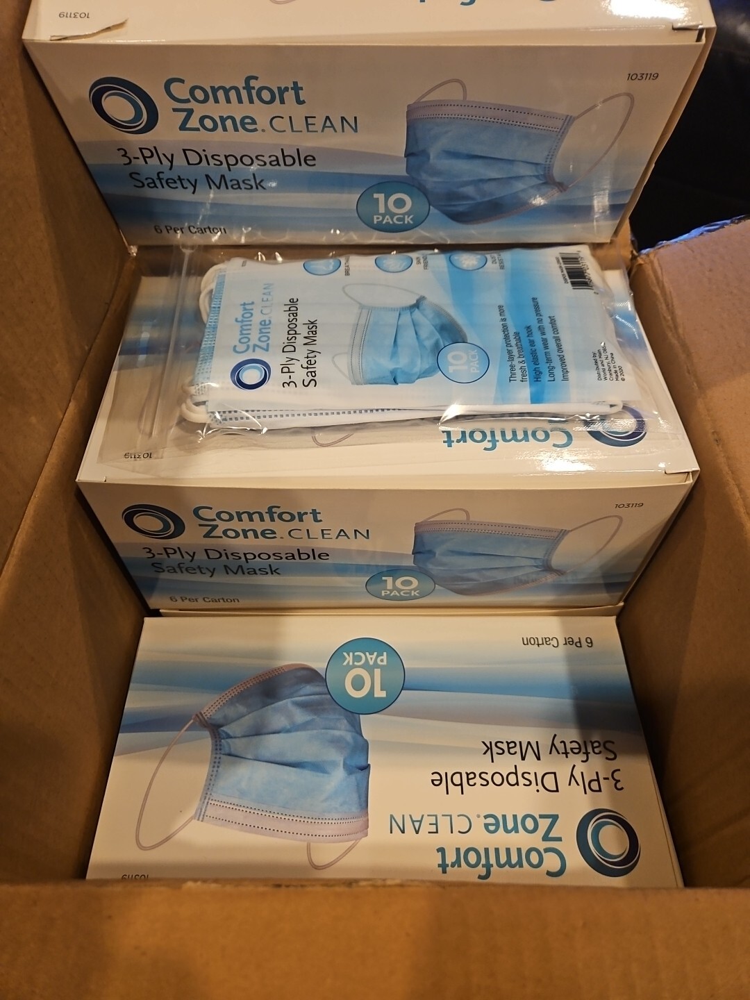 60 Comfort Zone 3-ply Disposable Saftey Masks