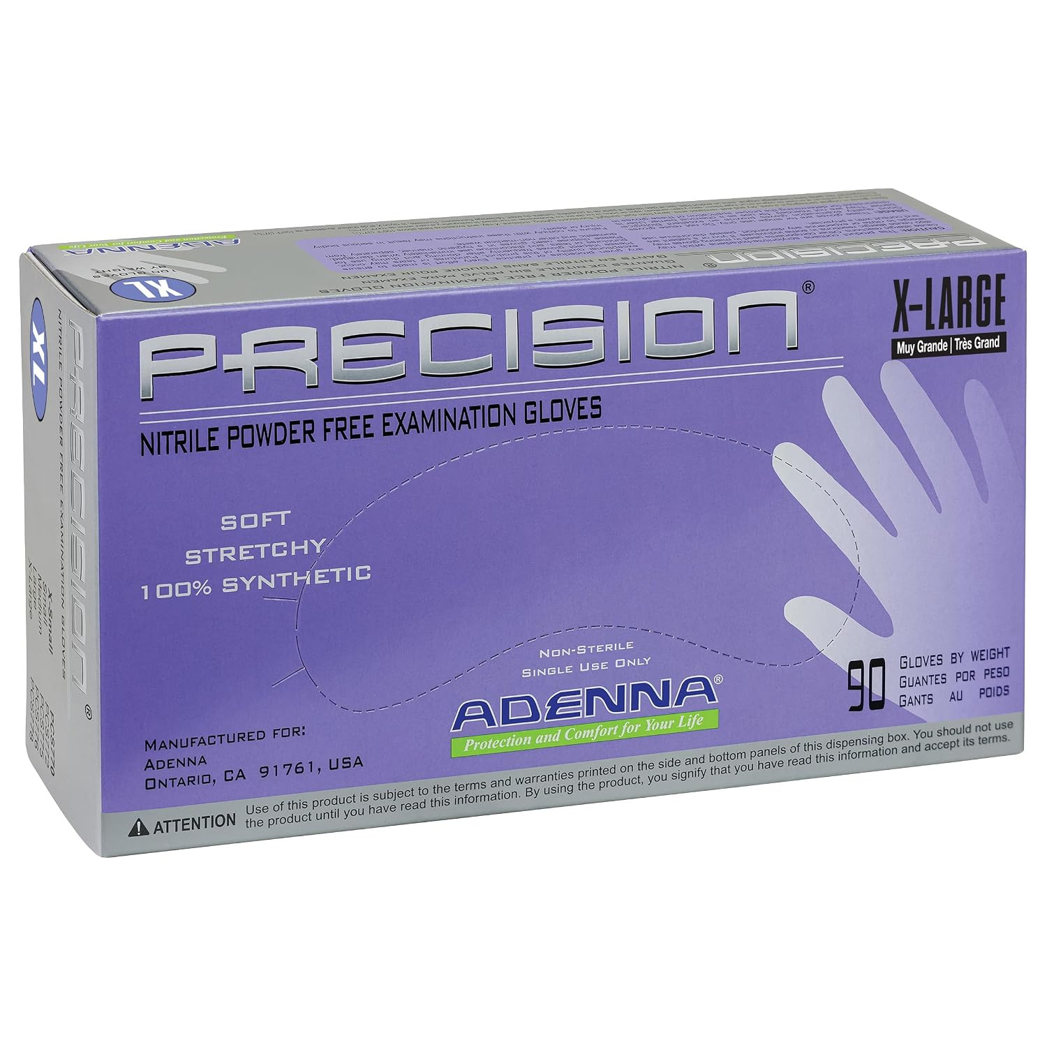 PCS778 Precision 4 Mil Powder-Free Nitrile Exam Gloves, Medical Grade, Blue-Viol