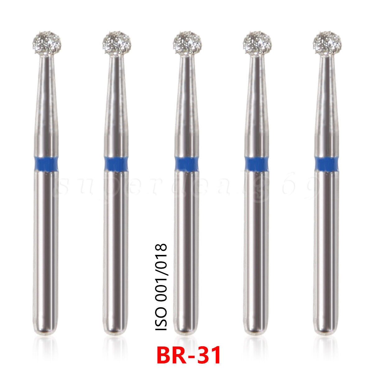 50pcs Dental Diamond Bur Friction Grip 1.6mm for High Speed Turbine Handpiece ns