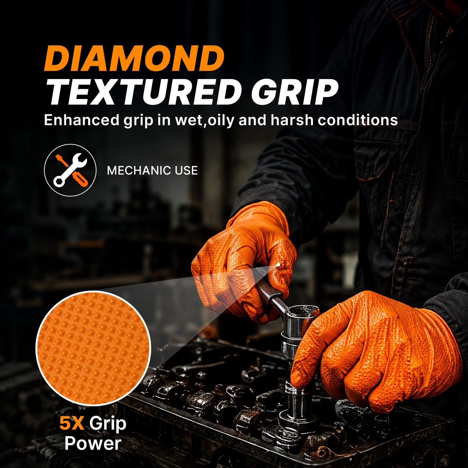 Heavy Duty Industrial Orange Nitrile Gloves, 8mil, Gloves Disposable Latex Fr…