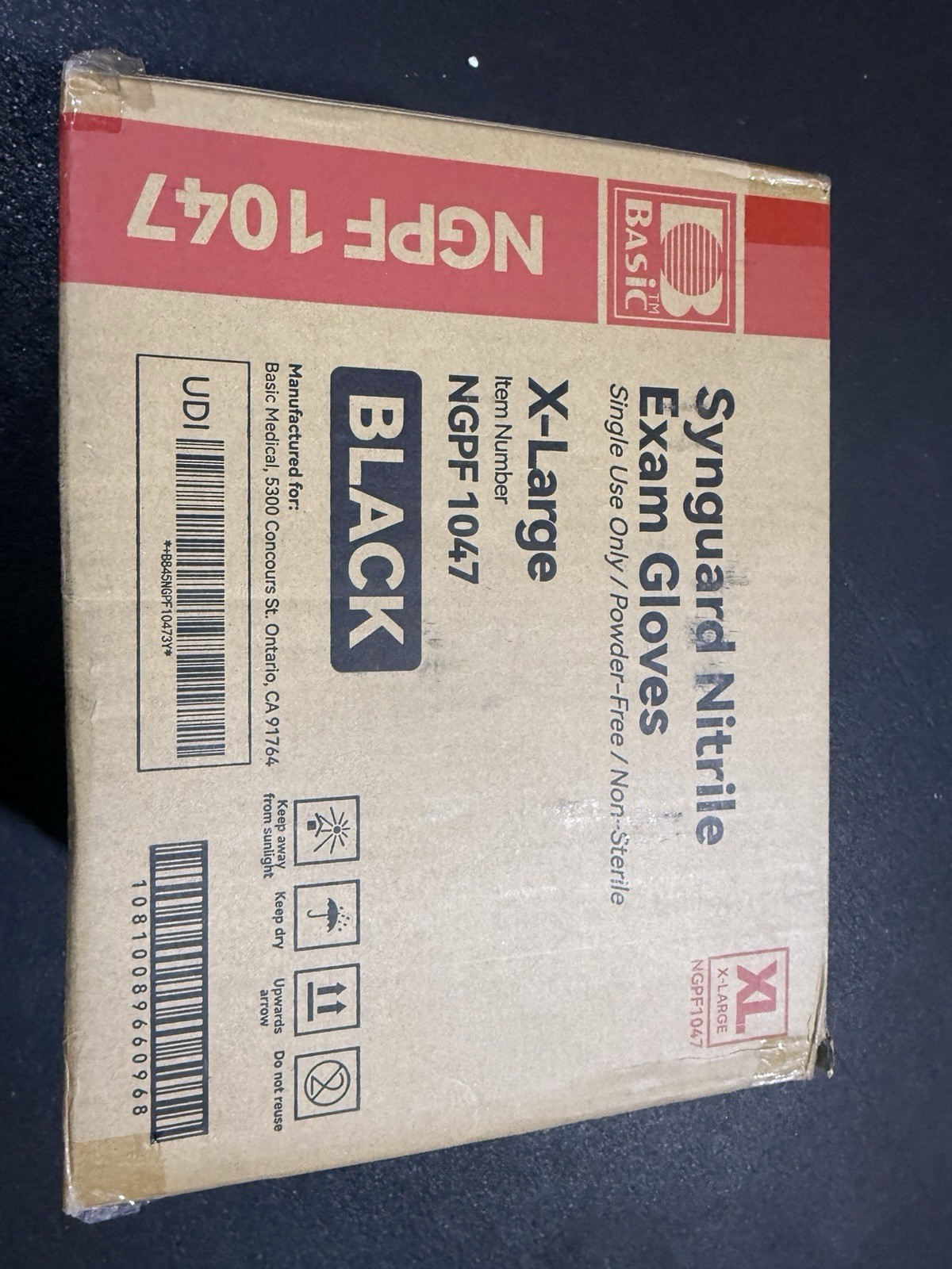 Medical Black Nitrile Exam Gloves Size XL Powder-Free – NGPF 1047