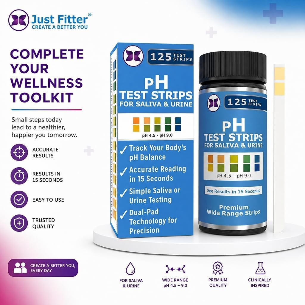 pH Test Strips for Testing Alkaline and Acid Levels in The Body. Track & Blue