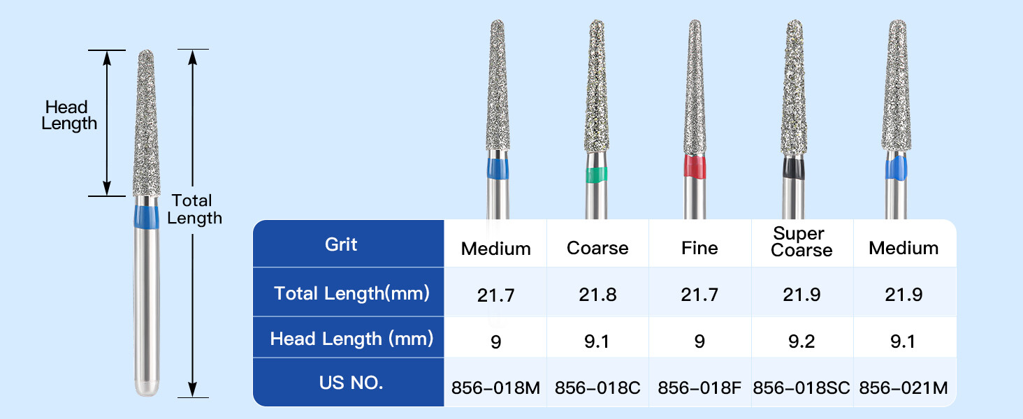 Dental Diamond Burs Round End Taper Type Friction Grip Burs FG 856