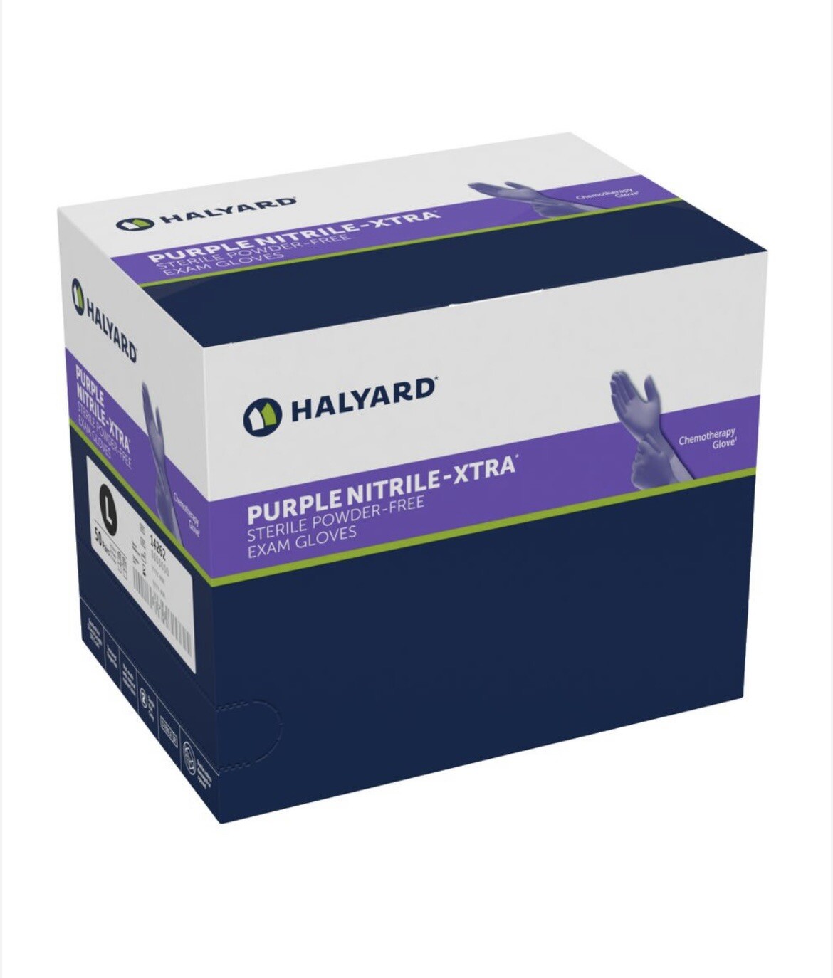 Halyard PURPLE NITRILE-XTRA Sterile Exam Gloves LARGE Box of 100 #14262