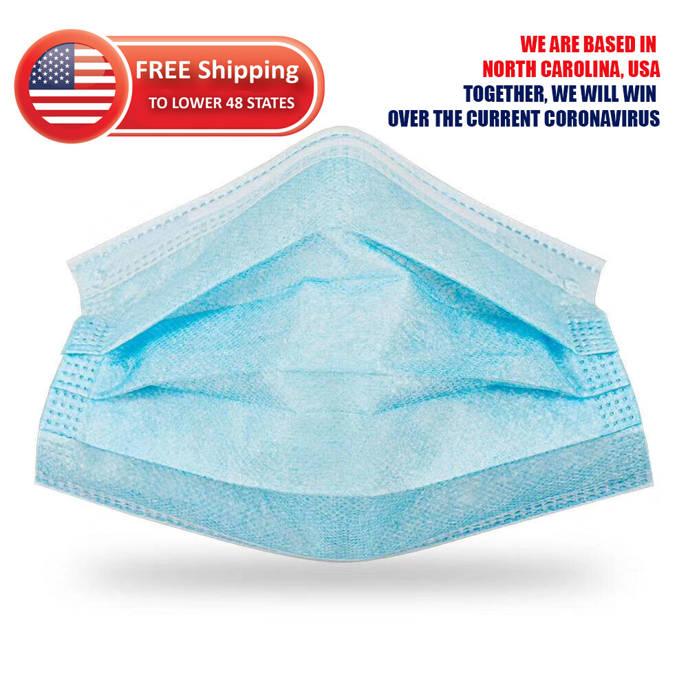 50 Pcs Face Mask Non Medical Surgical Dental Disposable 3ply Earloop Mouth Cover