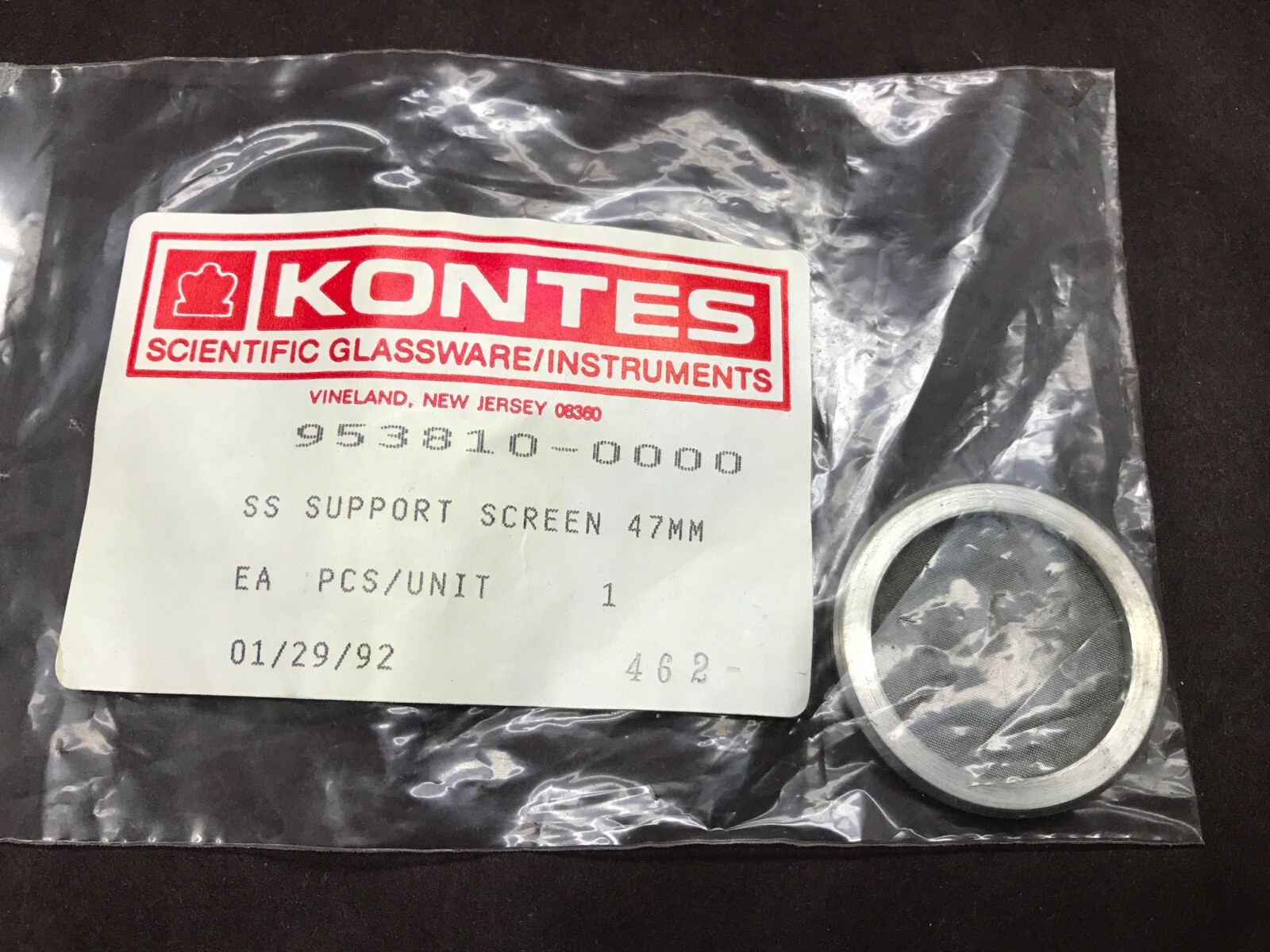 New KONTES Ultra-Ware Stainless Steel 47mm Support Screen 95310-0000