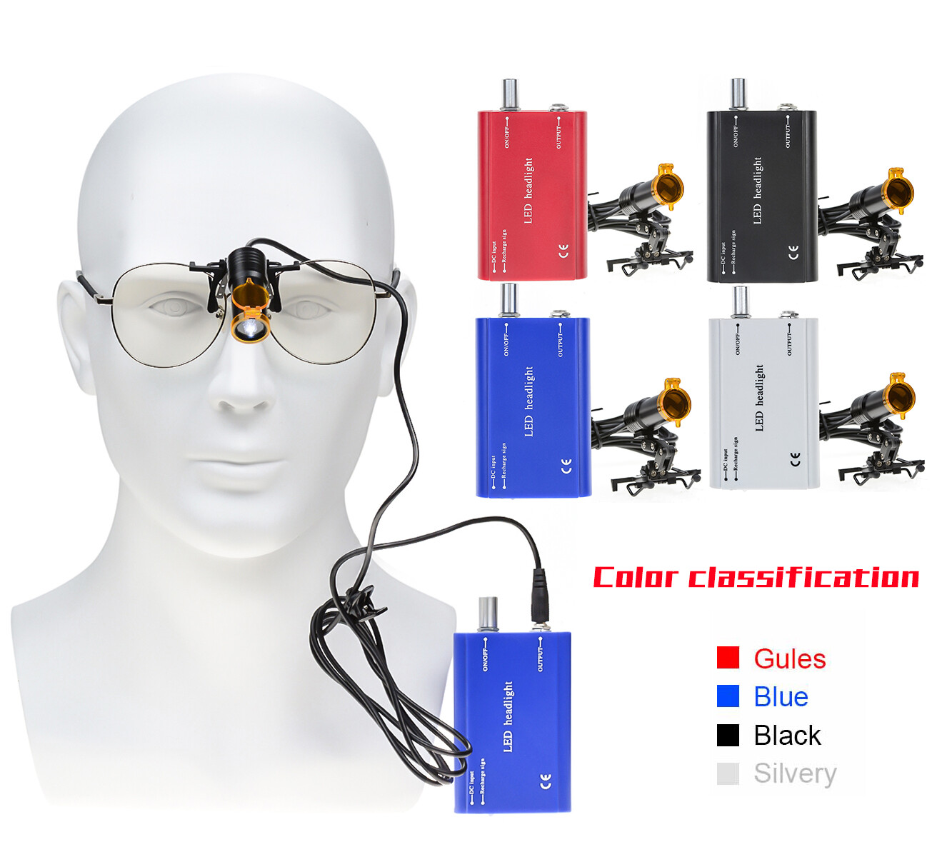 Updated Dental 5W Metal Clip Waist-Hang LED Headlight+Light Shield Shade DY-008