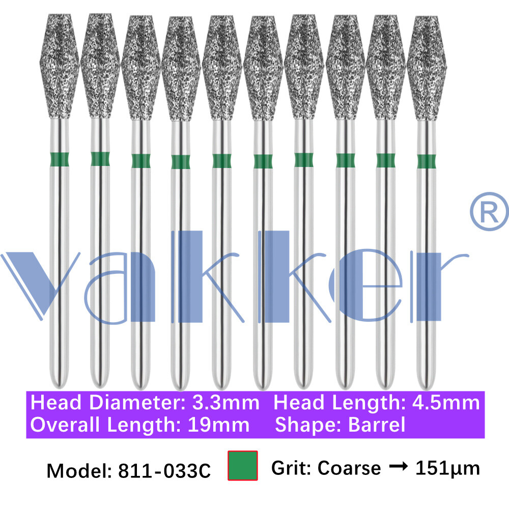 10/pk Dental FG Diamond Burs Barrel Wheel Pear Burs for High Speed Handpiece