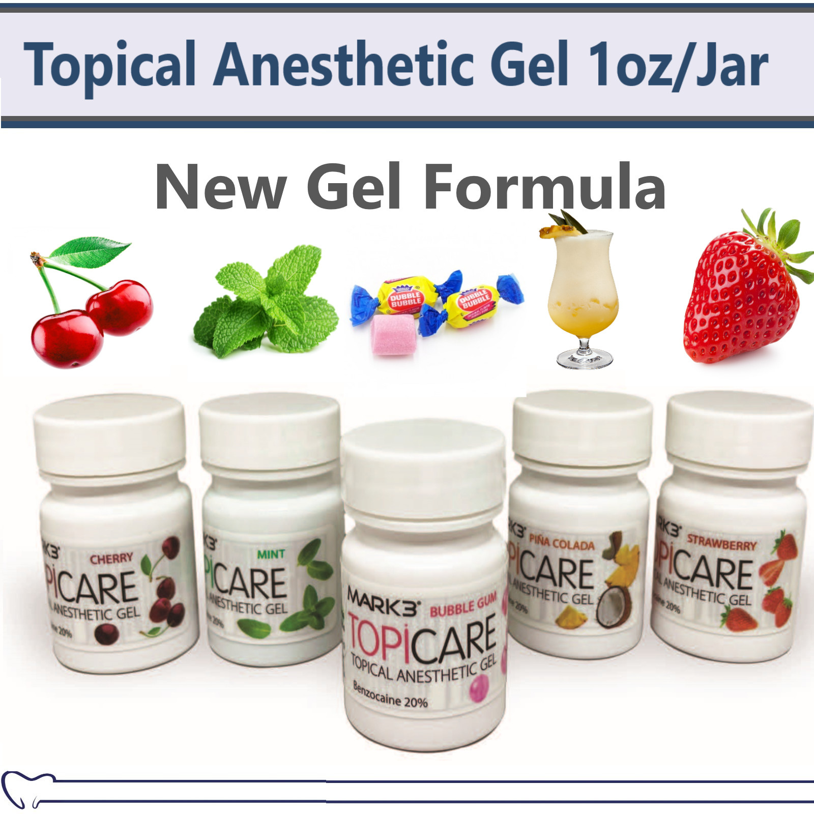 3/5Pk Dental Topical Anesthetic Gel 20% Benzocaine 1oz Jar Made in USA Exp 09/25