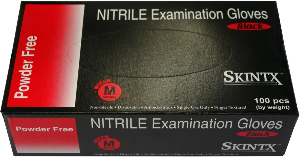 SKINTX Black Nitrile Powder-Free Exam Gloves