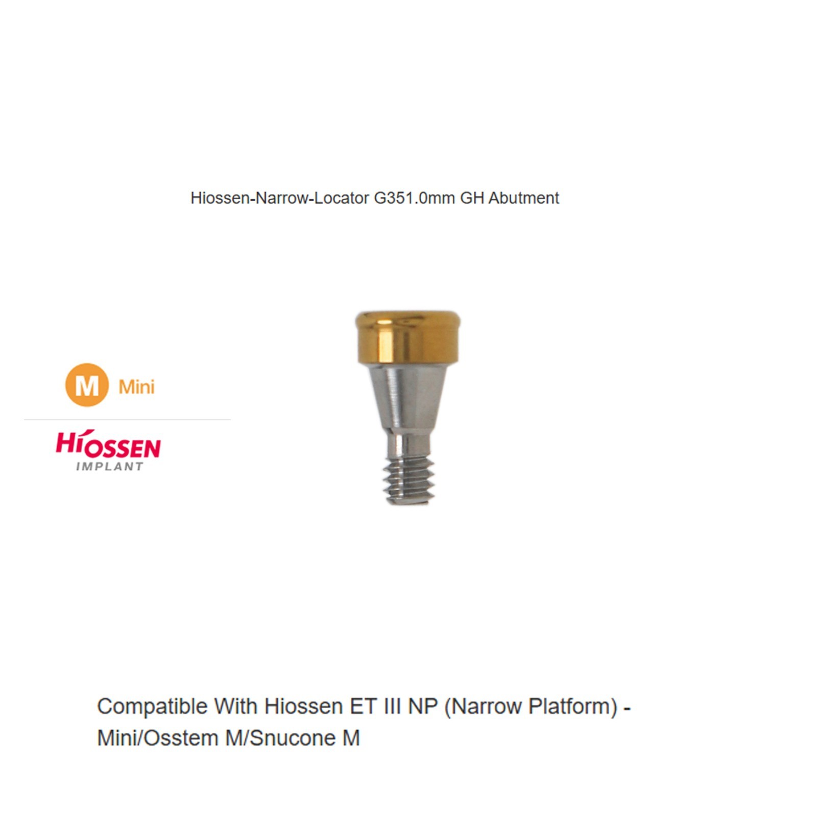 Hiossen ET Mini/Regular Platform Compatible ZEST Locator system Legacy Abutment