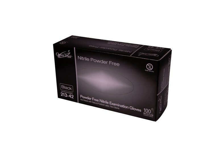 Black Nitrile Exam Gloves, OmniTrust, Size: Medium – 1000/Case/10 Boxes