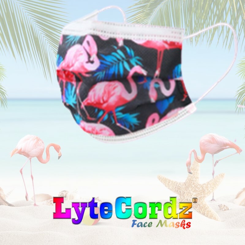 Face Mask Flamingos and Palm Trees Patterns Disposable Surgical 3 Ply