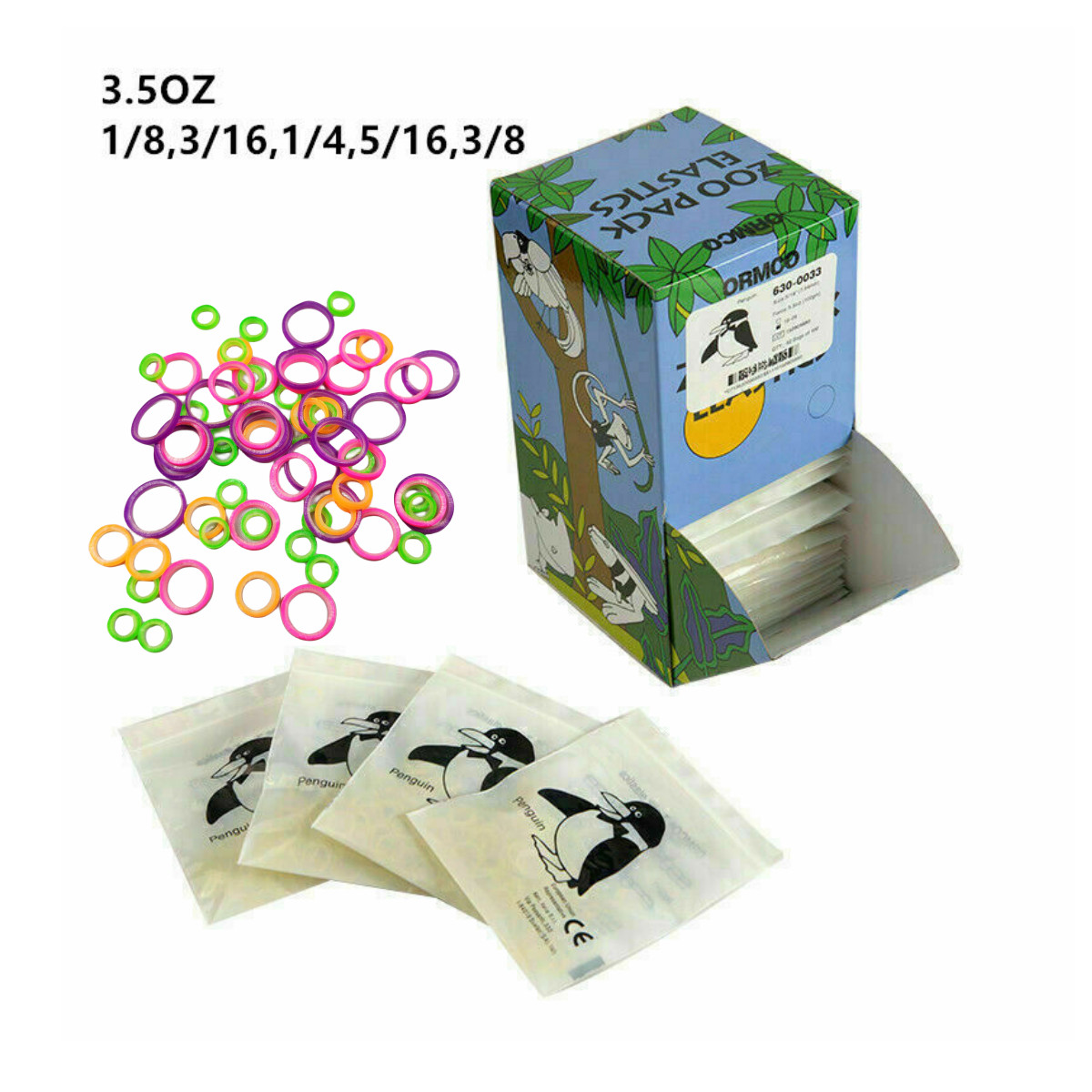 ZOO Pack Dental Orthodontic Elastics Rubber Band Brace 3.5OZ 1/8 3/16 1/4