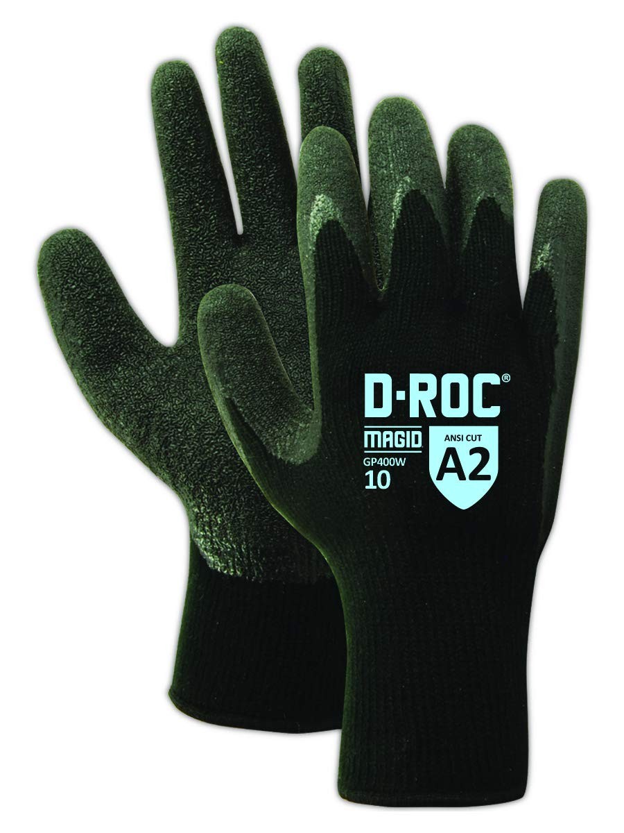 Magid D-Roc Ansi A2 Thermal Latex Palm Coated Work Gloves 12 Pairs Gp400W