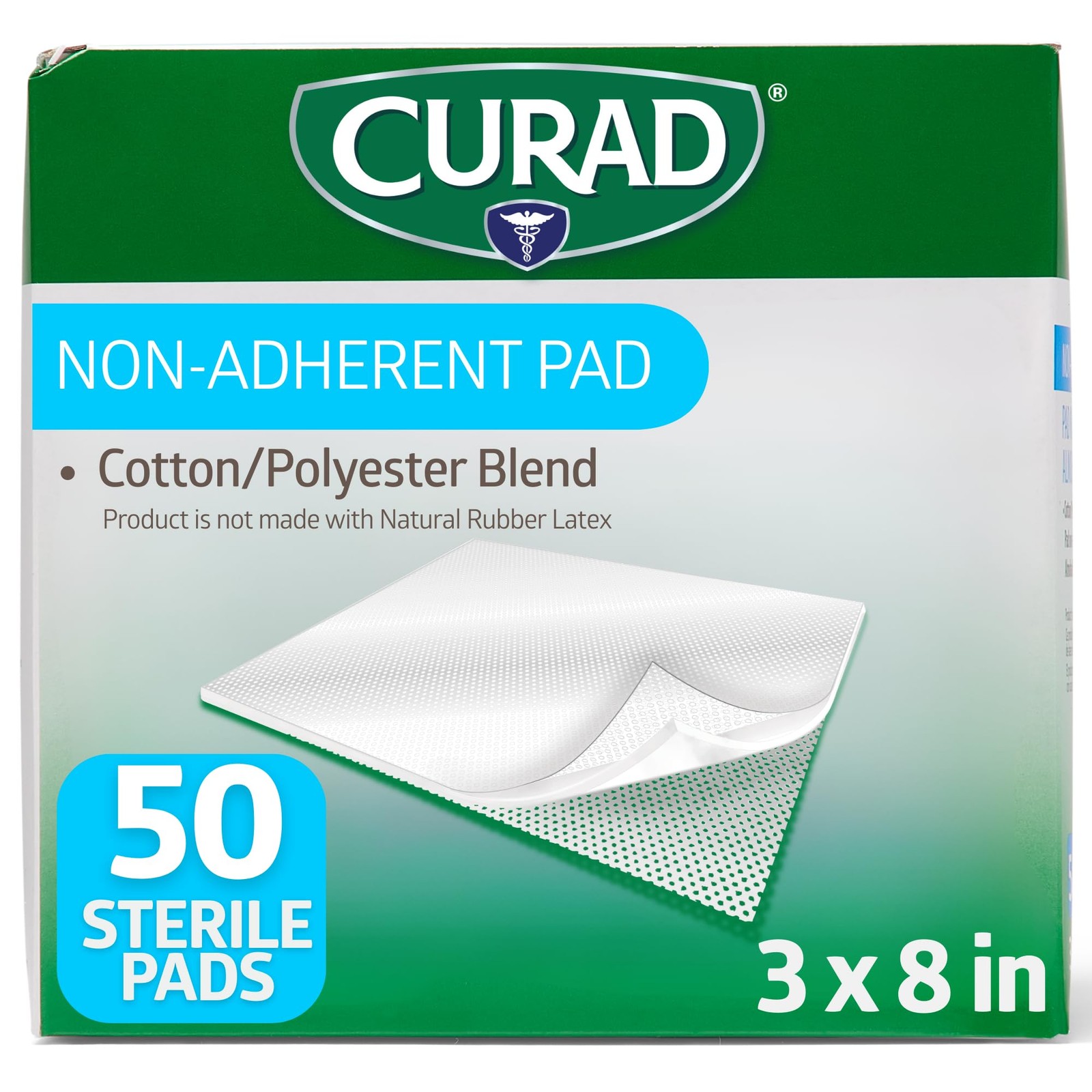 CURAD Sterile Non-Adherent Pad 3×8 Pack of 50 FROM USA