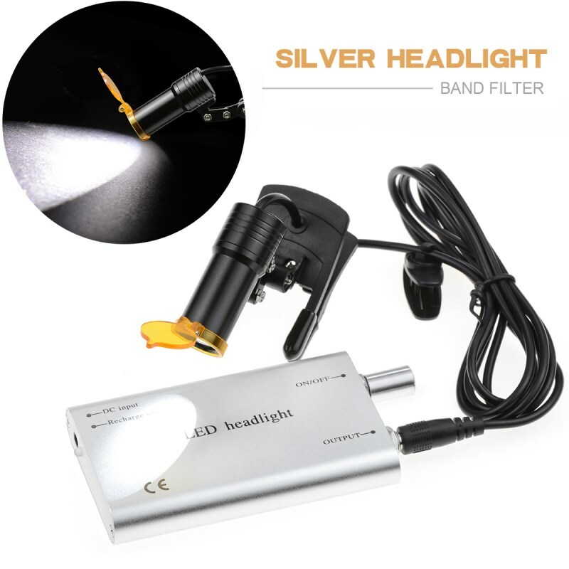 Dental Medical 5W LED Head Light Clip-on Head Light with Filter Silver US STOCK