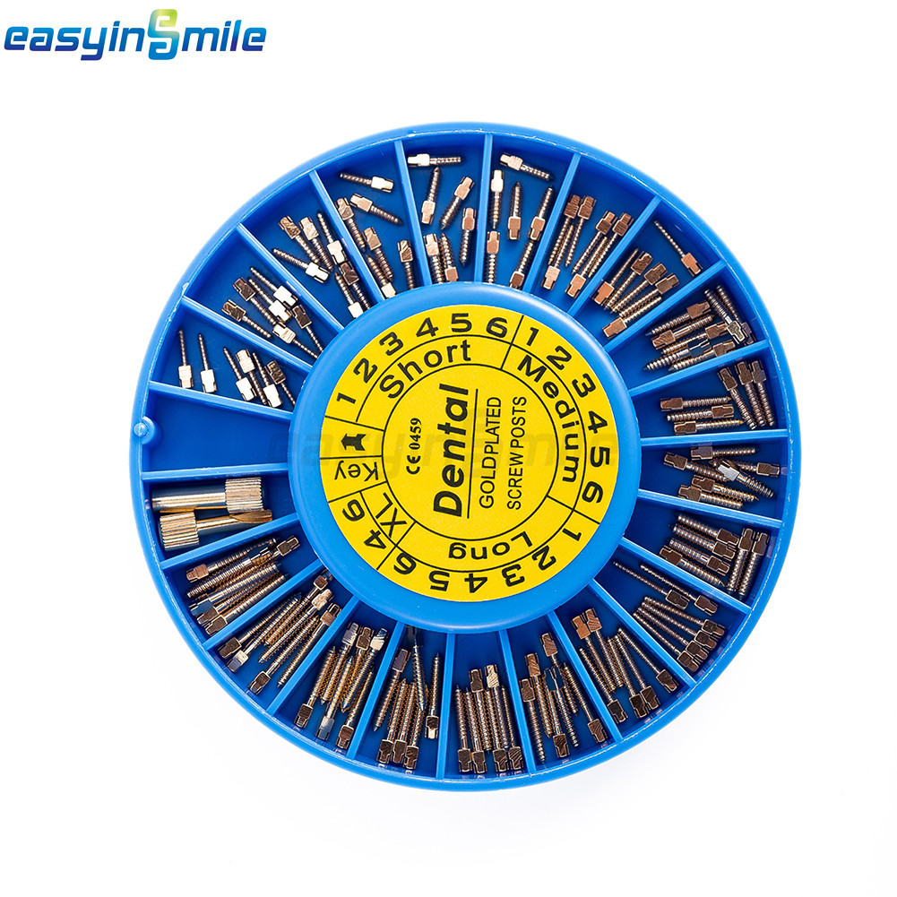 Dental Endodontic Conical Screw Posts Kits Refill Gold/Silver Plated+2Key 120Pcs