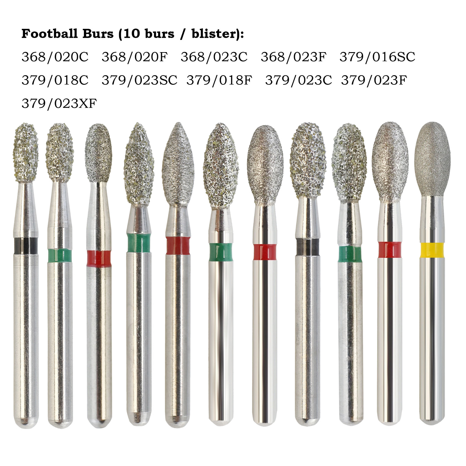 Multi-Use Diamond Burs Round End Taper Football Ball Round Friction Grip FG 856