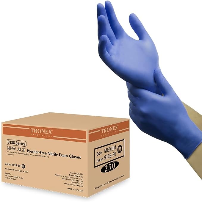 Chemo-Rated Fingertip-Textured Blue Nitrile Exam Gloves, Blue Medical Nitrile Gl