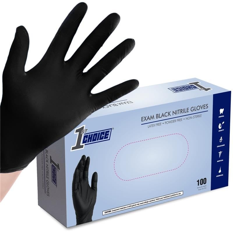 1st Choice Black Nitrile Gloves, 100 Small (Pack of 100)