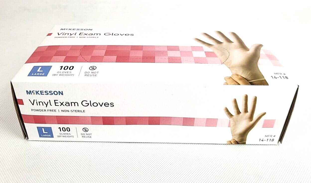 McKesson Vinyl Exam Glove Standard Cuff Length LARGE 100 per Box