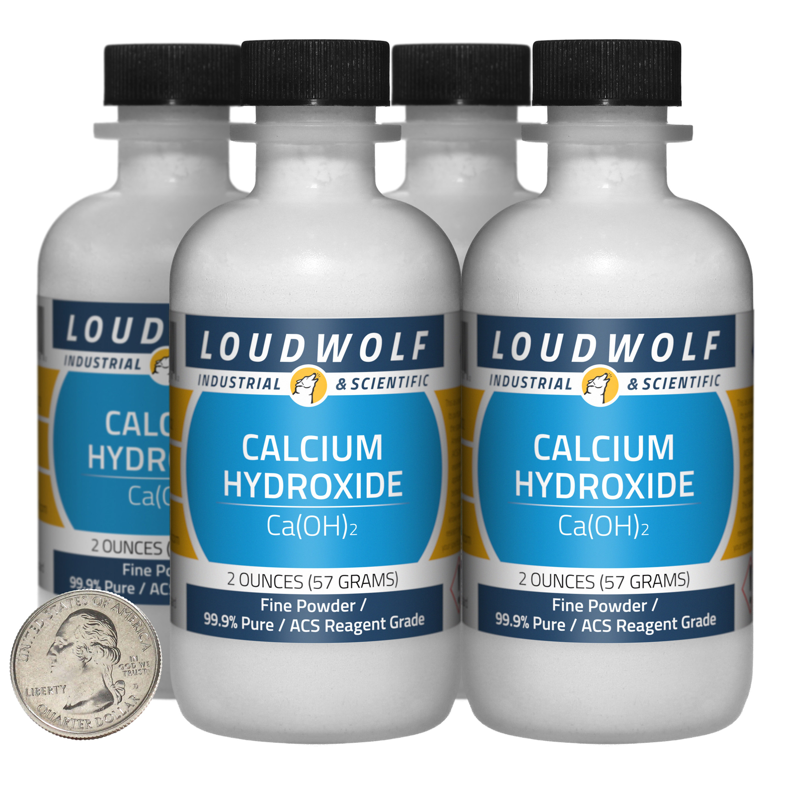 Calcium Hydroxide / 8 Oz / 4 Bottles / 99.9% ACS Reagent Grade / Fine Powder