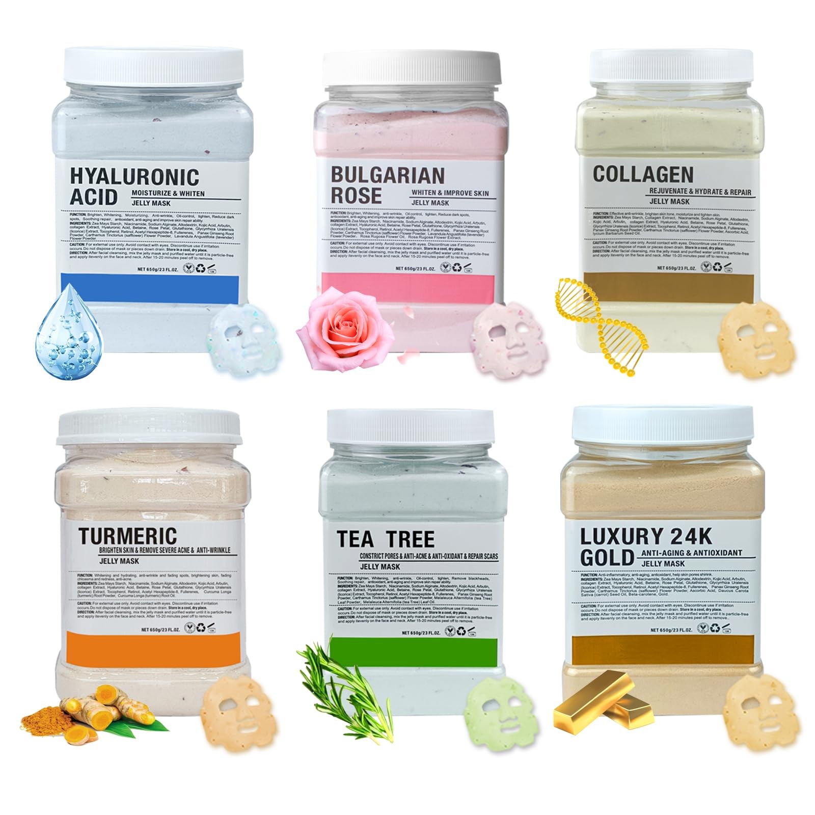 Angeland Jelly Mask for Facials – Hydrating Moisturizing Peel-Off Gel (6 Pack)