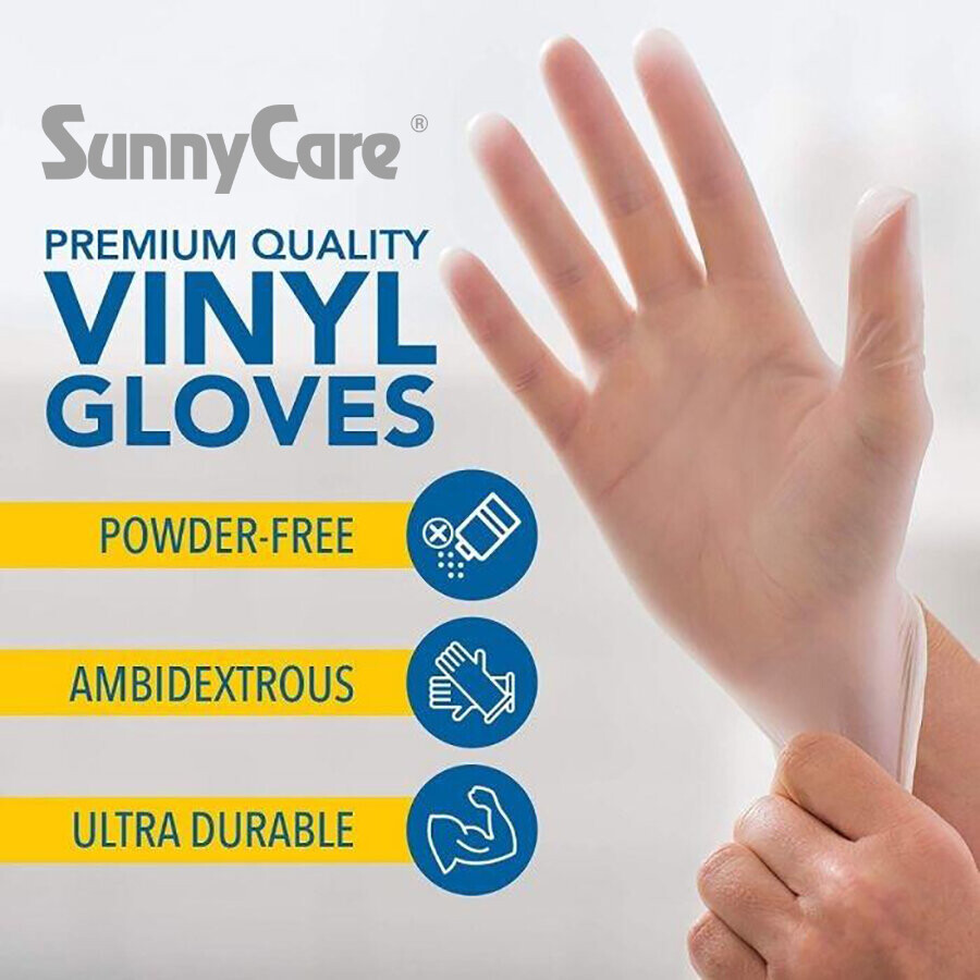 400pcs SunnyCare Powder Free Vinyl Gloves Food Service (Latex Nitrile Free) 🔥XL