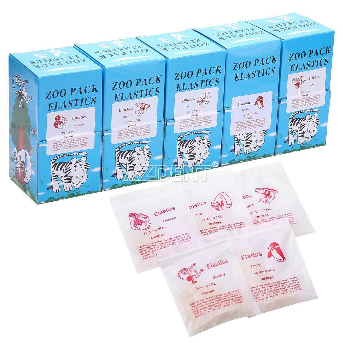 AZDENT Dental Ortho Elastics Latex Braces Rubber Bands 3.5/5.0/6.5OZ 5000Pcs/box