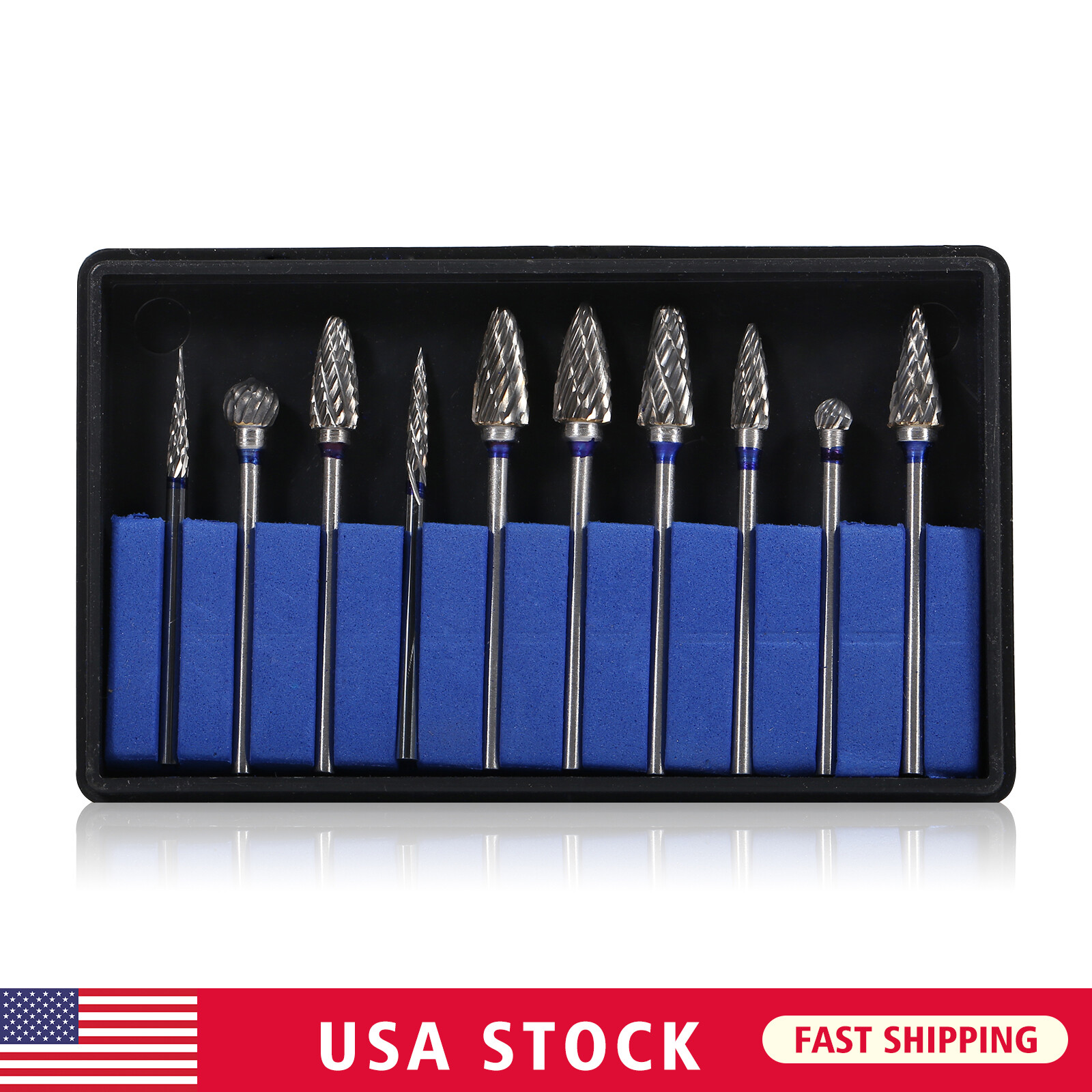 10pcs Dental Lab Polishing Bur Drills Tungsten Steel Carbide Burs HP 2.35MM ns