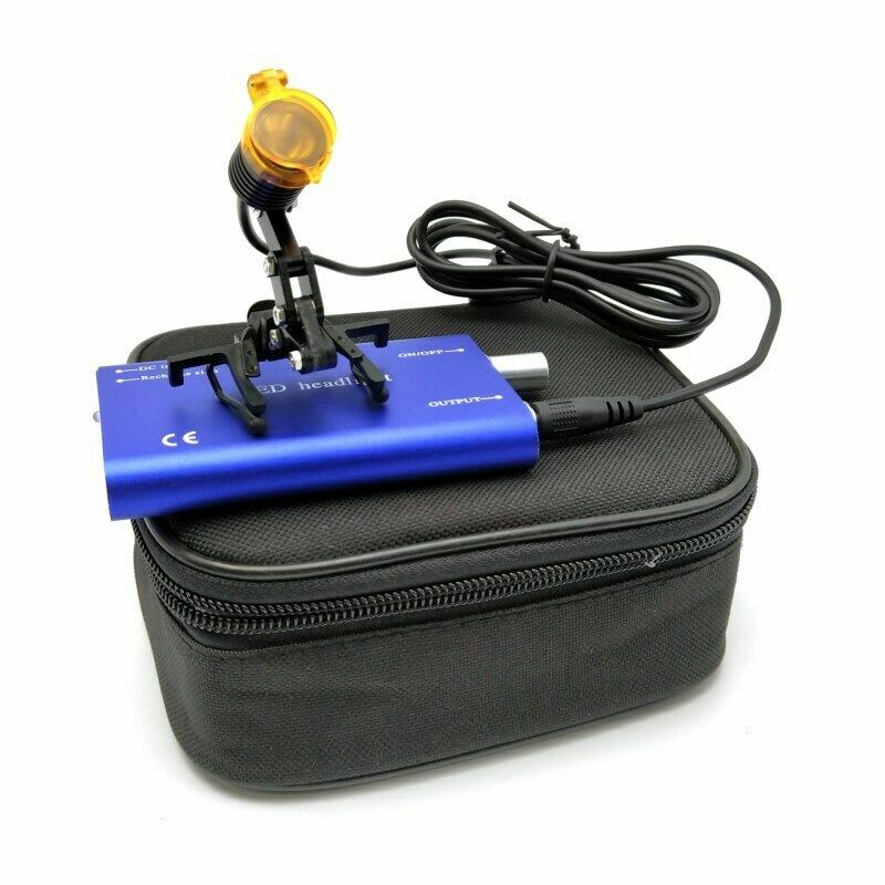 3W LED Dental Medical Head Light with Filter Metal Clip-on Headlight Blue + Bag