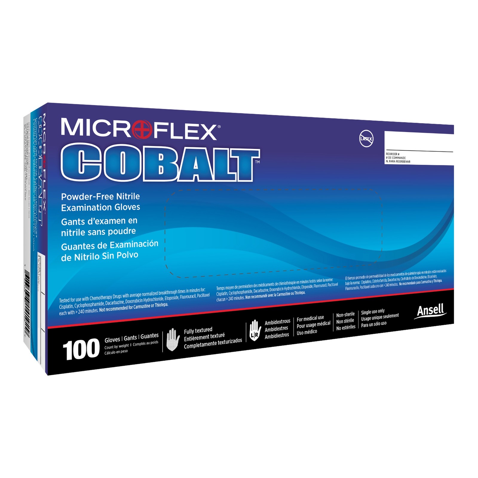 MICROFLEX Cobalt Nitrile Exam Glove Standard Cuff Length X-LARGE 100 per Box