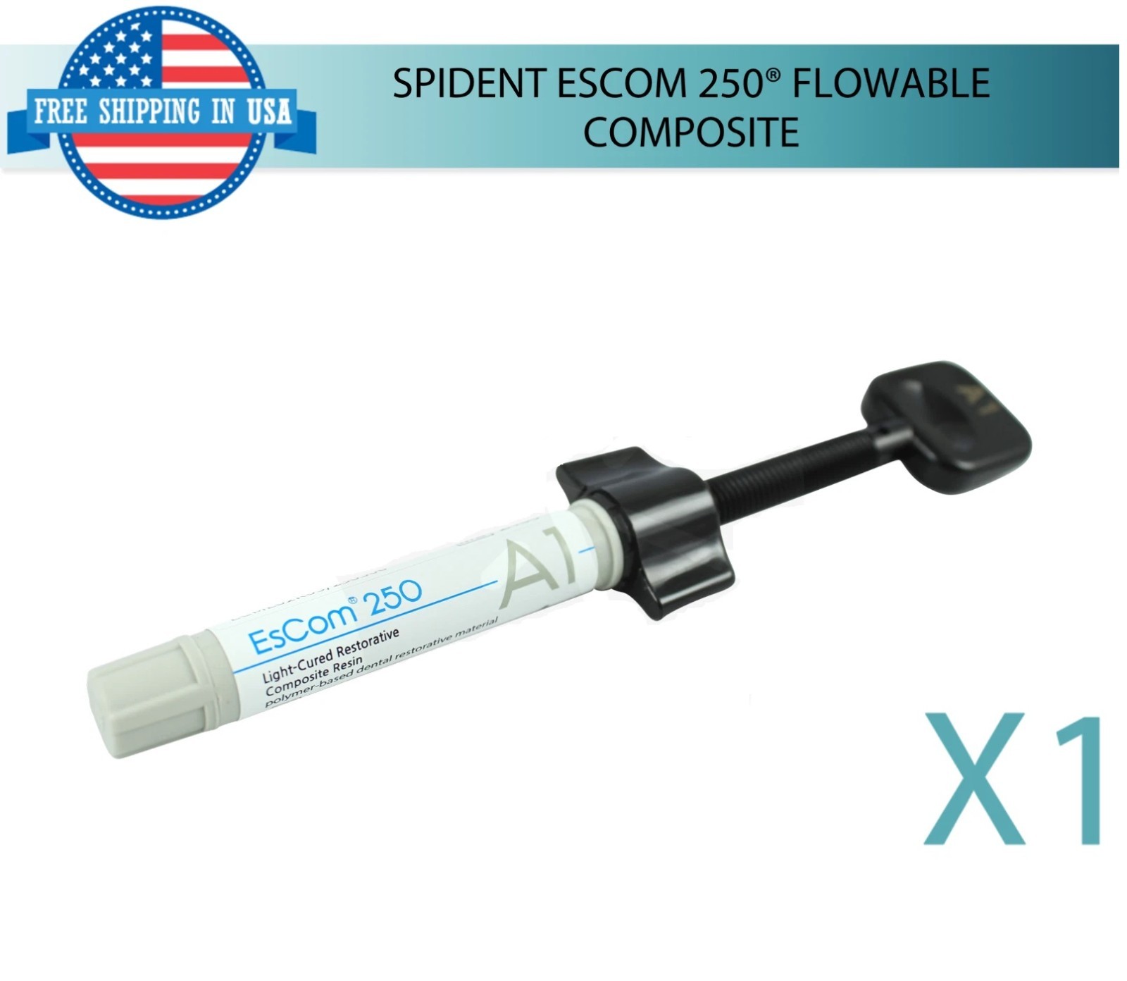 Dental EsCom 250® Composite Resin 4g Syringe Restorative Light Cured Nanohybrid
