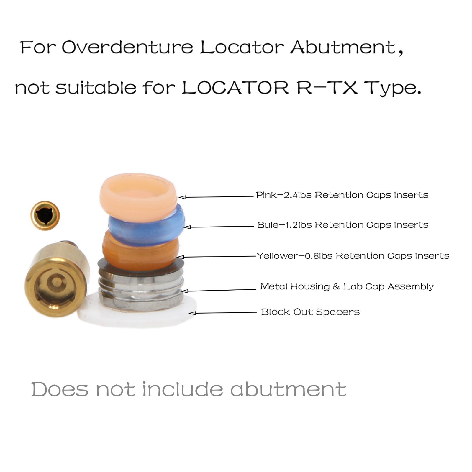 US Locator Extended Standard Range Inserts Retention cap For zest overdenture