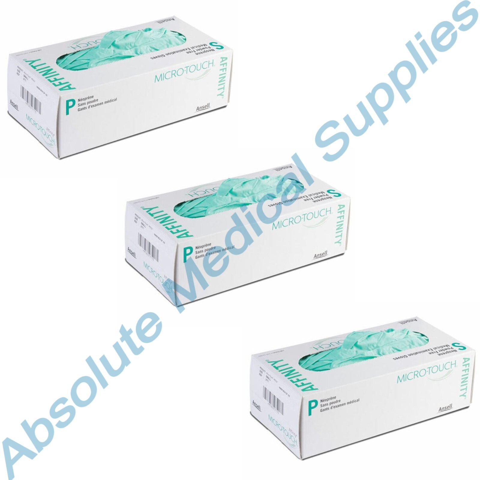 *300-Gloves* Ansell Micro-Touch Affinity Powder-Free Neoprene Medical Small 3771