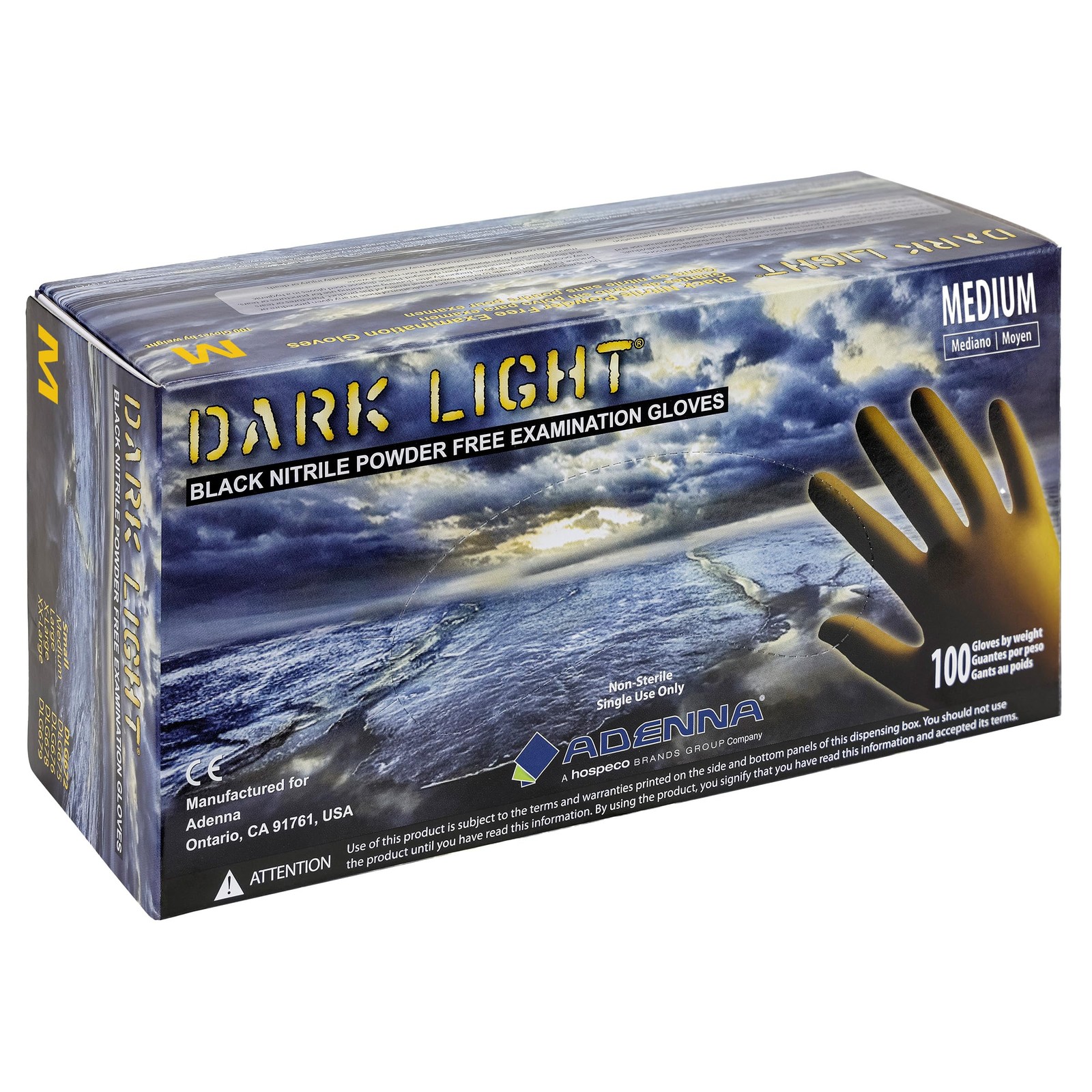 Adenna DLG675 Dark Light 9 mil Nitrile Powder Free Exam Gloves (Black, Medium…