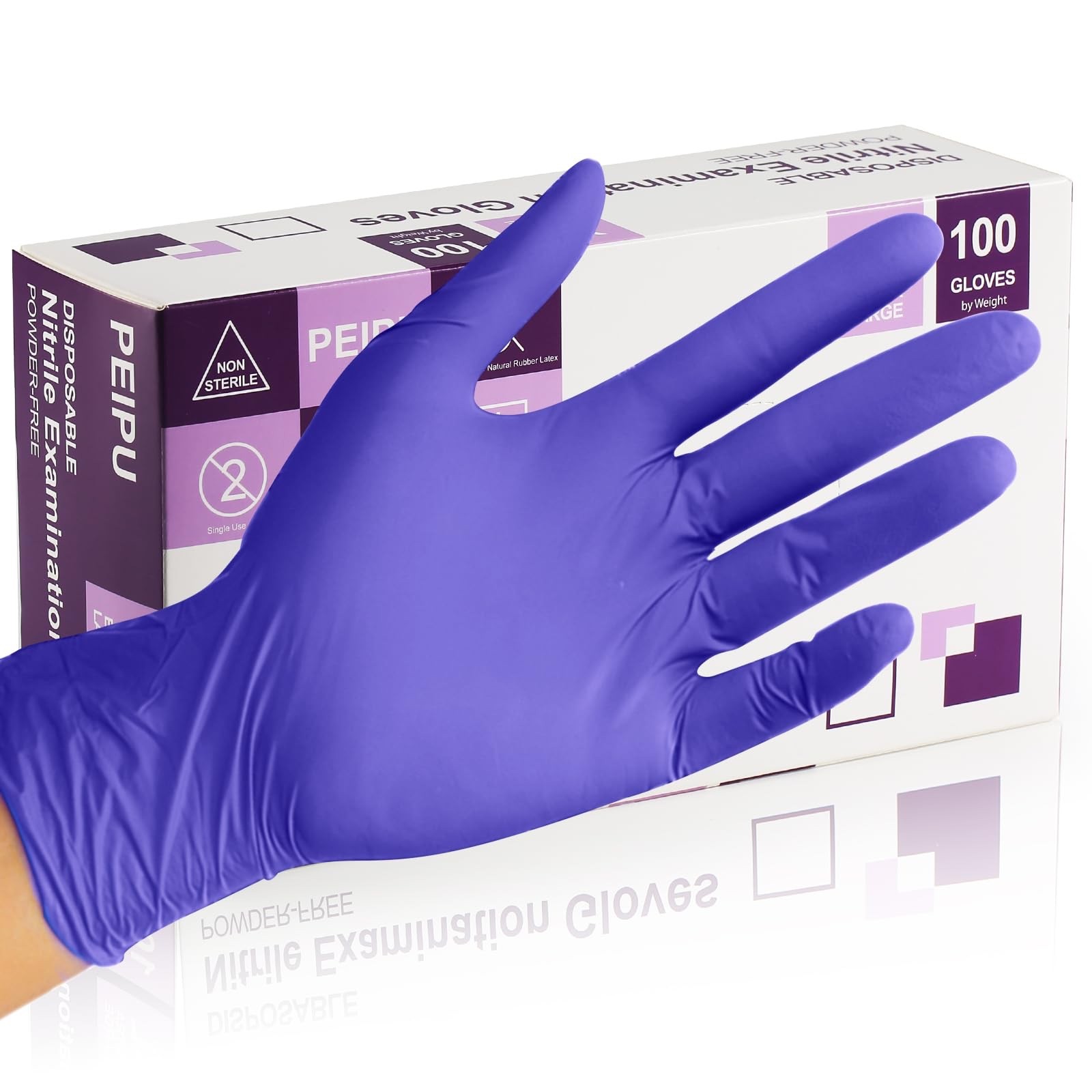 Medical Nitrile Exam Gloves, Blue, Powder-Free Food-Safe Medium Glove 100 Pack
