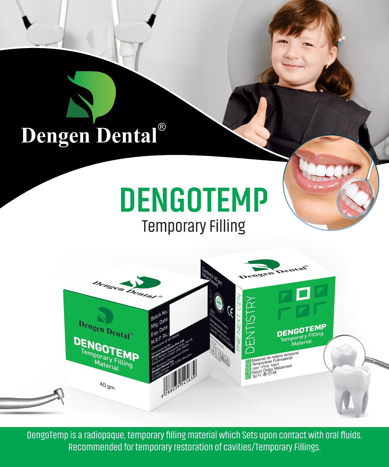 Dengen Dental Dengotemp Temporary Filling Material Free Shipping