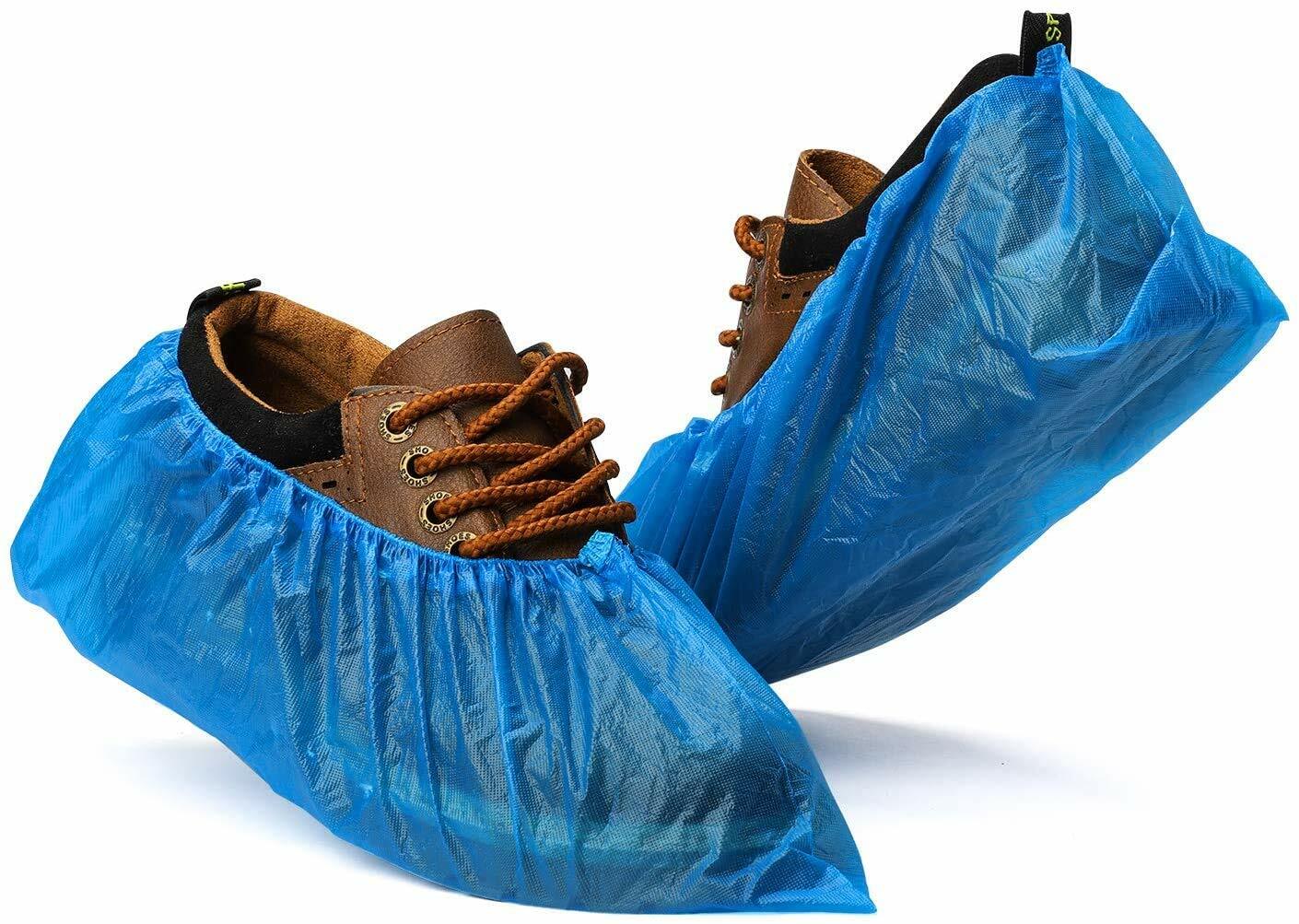 27441 Dark Blue Waterproof Disposable Polyethylene CPE Shoe Covers Size XLarge