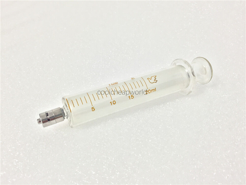 20ml 20cc Glass Syringe Luer Lock Head Reusable Glass Injector Lab Glassware