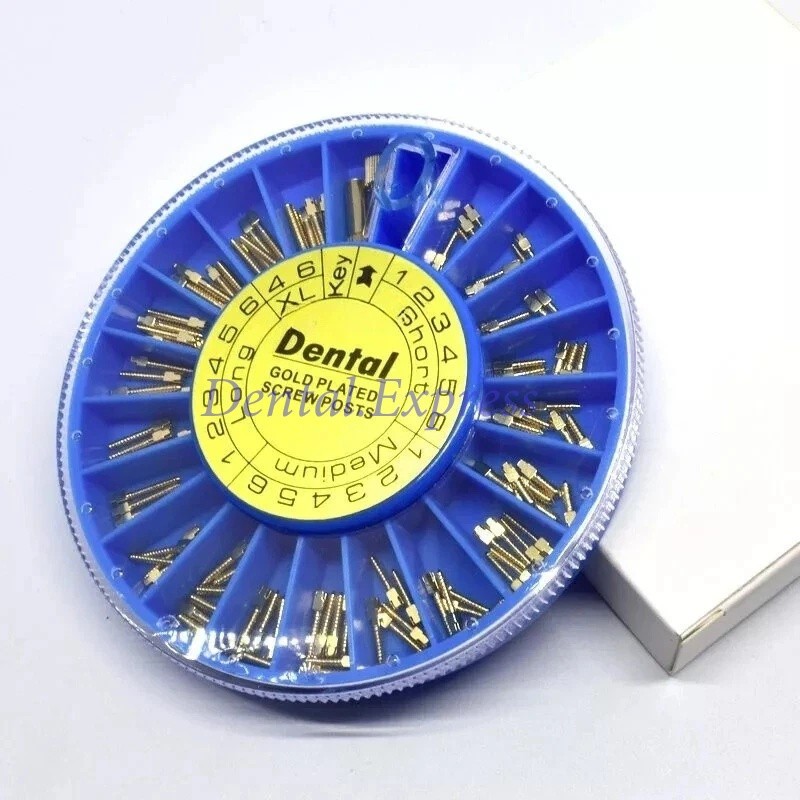 120pcs Dental Screw Post Gold/Silver Plated Titanium Kit Conical Root Canal Pins